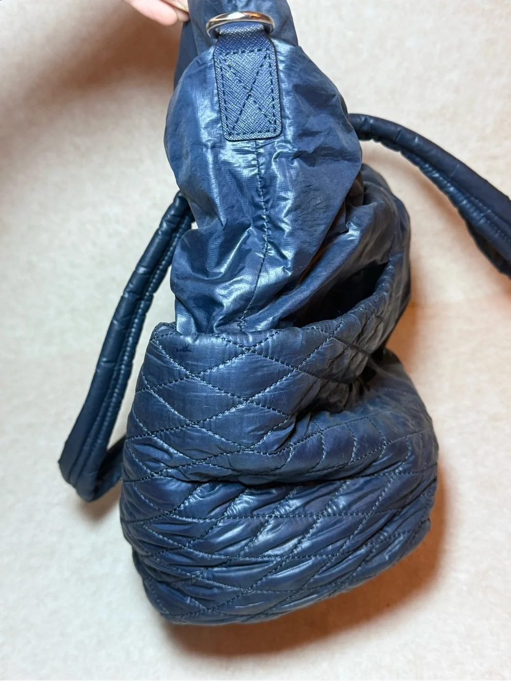 Rebecca Minkoff Yoko Blue Leather Quilted Diaper Bag Shoulder Straps